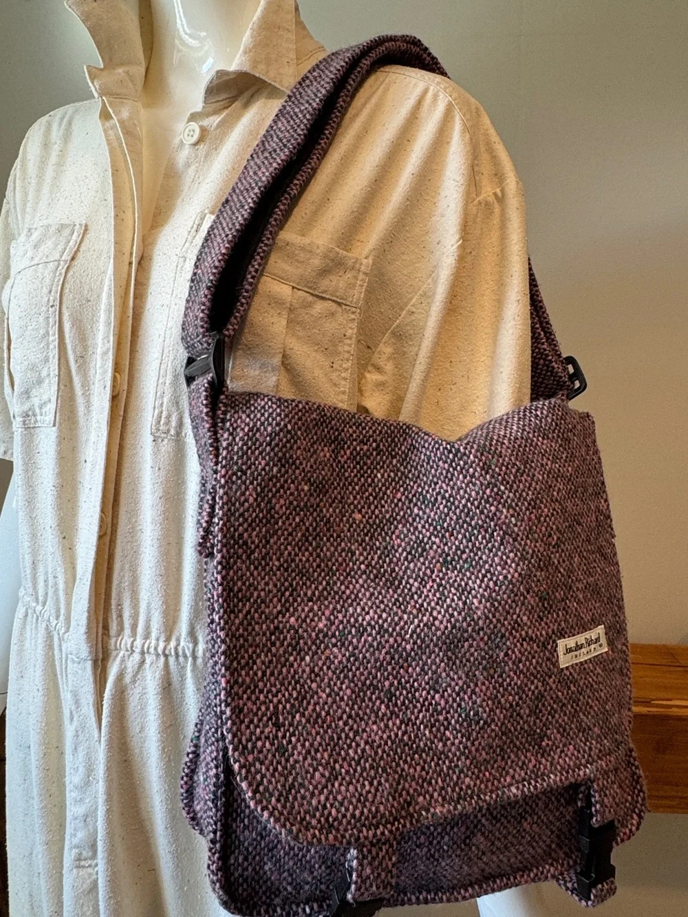 Jonathan Richard Ireland 100% Wool Tweed Messenger Crossbody Bag - Picture 3 of 8